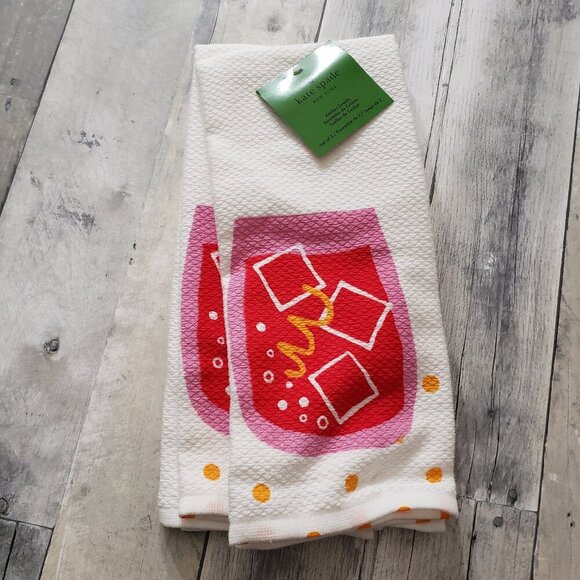 NWT - Kate Spade Cocktail Drink Design Kitchen Towel Set of 2 - Picture 1 of 4